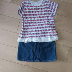 限定お値下げ＊レース付きトップス デニムスカート セット