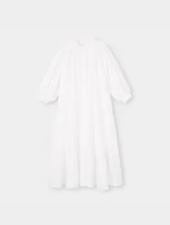 GU ロングシャツワンピース　ホワイト　Lサイズ　バンドカラーシャツワンピース