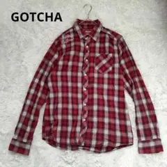 ガッチャ 長袖シャツ チェック柄 綿 レッド 赤 秋冬 Y2K 洗える L