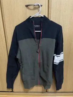 ZARA ジップアップ カーディガン M ネイビー グレー