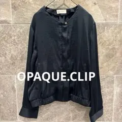 OPAQUE.CLIP オペーク　サテンノーカラーブルゾン ネイビー M 光沢のサムネイル