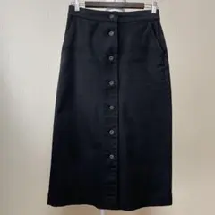 ユニクロ　ボタン付き ブラックデニム　ロングスカート