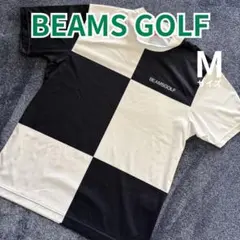 【BEAMS GOLF】ブロックチェック モックネック 半袖 Mのサムネイル