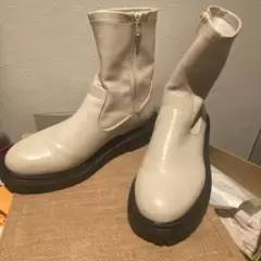 厚底 ホワイト ストレッチブーツのサムネイル