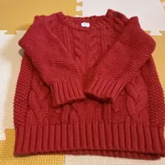 baby GAP 赤 ケーブル編み ニットセーター 18-24 month