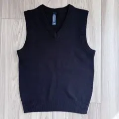 Vネック ニットベスト スクールベスト 制服 /ネイビー 110