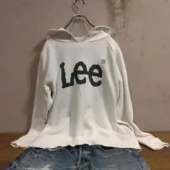 USED古着【Lee】ロゴプリント パーカー 白 Lサイズ レディース・キッズ