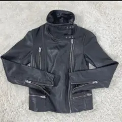 UK2 ラムレザー ダブルライダースジャケット 短丈 ALL SAINTS 黒のサムネイル