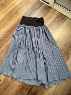 マタニティ プリーツスカート M-L 青
