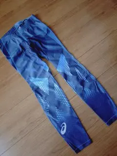 ASICS 青 グラデーション タイツ