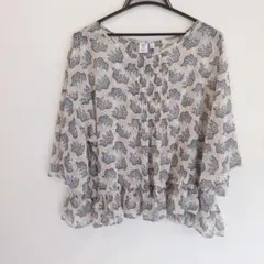 ANNA SUI × UNIQLO 花柄ブラウス フリル シフォン Мのサムネイル
