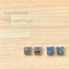 no.295　美濃焼タイルピアス　イヤリング４個セット