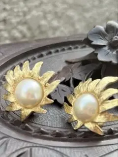 ゴールド パールイヤリング コスチュームジュエリー フランスヴィンテージ