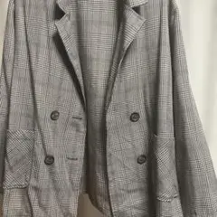 グレー系チェック柄 ダブルボタンジャケット