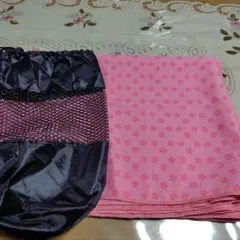 ピンク花柄ヨガタオル 収納袋付き