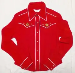 90s ウエスタンシャツ 赤 レーヨン Y2K