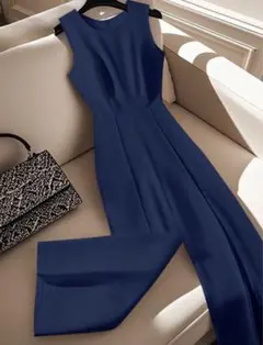 ネイビー ノースリーブ オールインワン