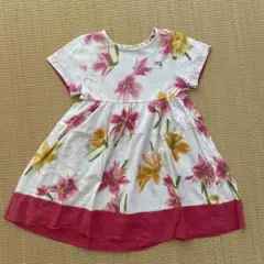 hakka kids フラワープリント 半袖ワンピース