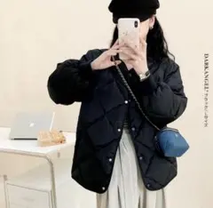 黒 キルティングジャケット ノーカラー（ダークエンジェル）