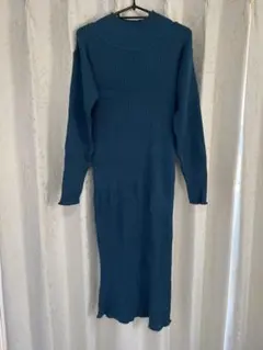 ロングニットワンピース　ニットワンピース　リブニット　ニットワンピ