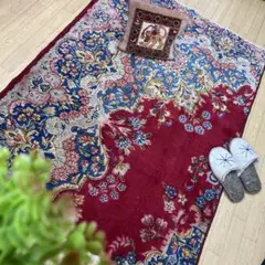 花柄 210×106 かわいい♡ 囲みレッド フローラル トルコ ラグ - メルカリ