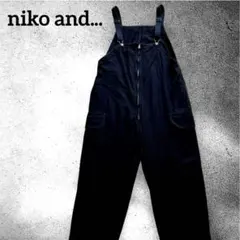 ニコアンド　オーバーオール　ブラック　フロントジップ　サロペット　オールインワン