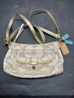 COACH ショルダーバッグ ベージュ ロゴプリント