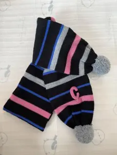 ゴムサイズ　キッズ用ポンポン付きマフラー