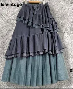 Belle vintage ランダムプリーツティアードスカート「美品」のサムネイル