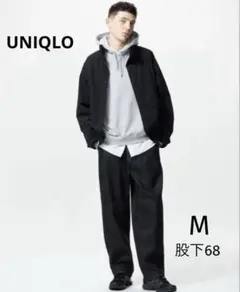 UNIQLO ユニクロ　ワイドテーパードジーンズ 　ワイドデニム　ブラック　M
