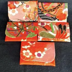 【着物リメイク】ポケットティッシュカバー5個セット【彩橙梅】