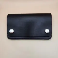 トラッカー ミドルウォレット 二層式　ハンドメイド　黒①