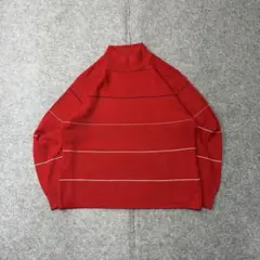 ボーダー ニット セーター トップス ハイネック 赤 グランジ y2k レトロ