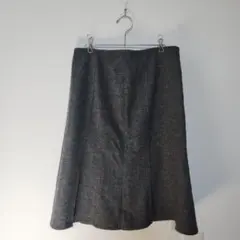 グレーウール フレアスカート 膝丈 レディース