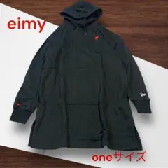 e686☆eimy NEW ERAコラボブラック フード付きパーカーワンピース