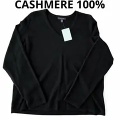 新品未使用 ランズエンド カシミヤ100% Vネックニット XL 黒