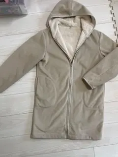 ベージュ フリース フード付きコート　ユニクロ　M