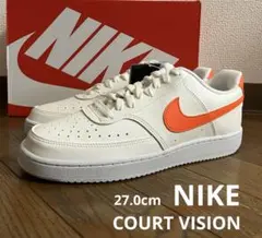 27.0cm ナイキ コートビジョン オフホワイト&オレンジカラー
