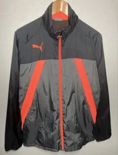 【美品】PUMA・ウィンドブレーカー・裏起毛・ブラック×レッド・L