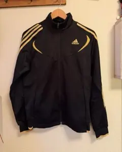 セットアップ adidas ジャージ 黒/黄 ストライプ　ブラック　美品