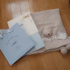 タグ付き　ジェラートピケ　ブランケット　くま