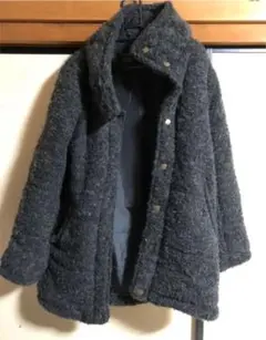 もこもこアウター　ジャケット　コートタイプ　チャコール