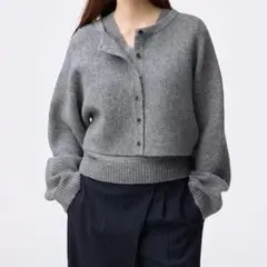 GU パフニット2ピースカーディガン グレイ