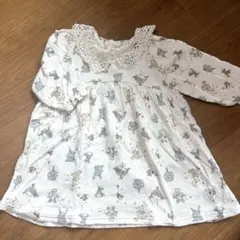 【美品】バースデイ コトリ　長袖 レース襟付き ワンピース 80cm