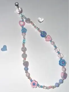 x2k 韓国 ビーズストラップ ピンク ブルー