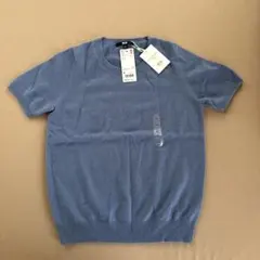 UNIQLO カシミヤ100% 半袖ニット M 63 Blue 青