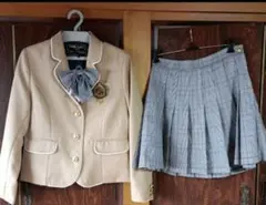 ピンクラテ 卒服　2025 ベージュ チェック　グレー 上下リボン150 160