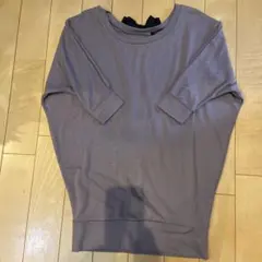 グレー 五分袖 バックリボン トップス