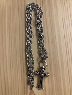クロスネックレス ペーパーチェーン ダブルCHシルバー925 刻印