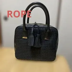 ROPE フリンジ付きハンドバッグ　黒